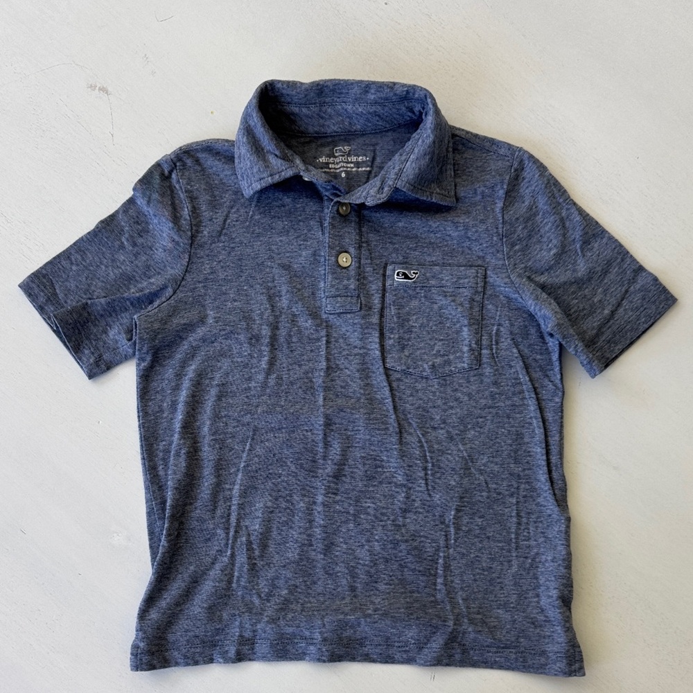 Vineyard Vines Heathered Navy Kids Polo